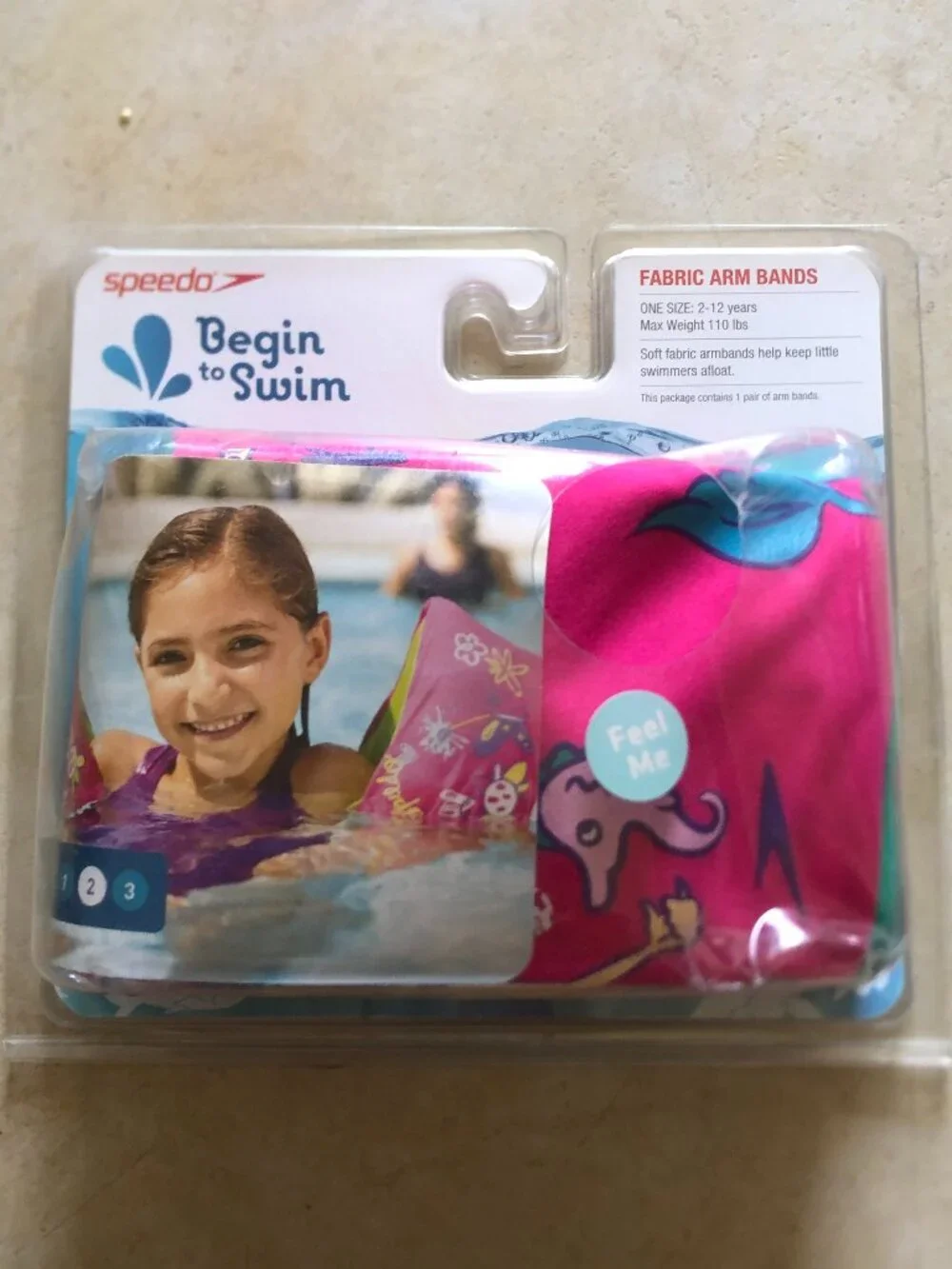 Speedo Begin to Swim Fabric Arm Bands Pink Mermaid Ocean design One Size Level 2